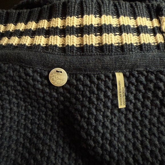 MARGARET O'LEARY 100% Cotton Varsity Stripe Long Open Cardigan L - Picture 7 of 9